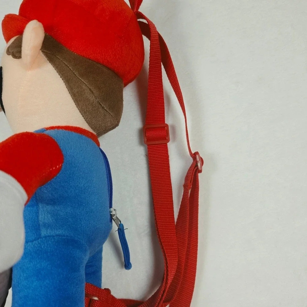 Super‎ Mario Nintendo Plush Backpack Soft Toy Adjustable Straps Red Blue 16 inch